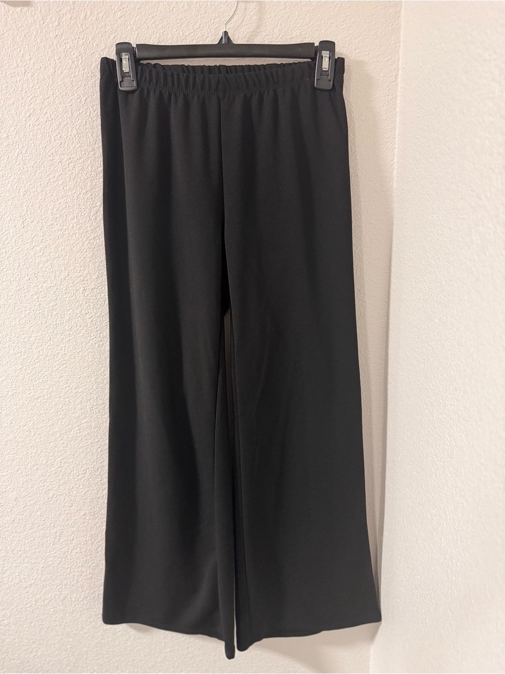 Black Wide-Leg Pull-On Pants